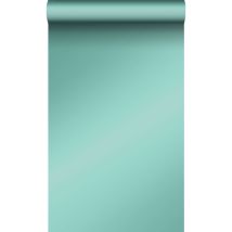 papier peint uni brillant bleu canard - Origin Wallcoverings