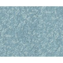 Papier peint unicolore Edem 9076-29 Papier peint intissé gaufré à l'aspect crépi et un effet métallique bleu turquoise 10,65 m2