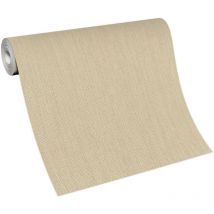 Papier peint vintage beige imitation sisal Tapisserie à motif beige style année 70 Papier peint uni rétro intissé pour salon