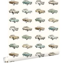 Estahome - papier peint voitures anciennes vintage beige