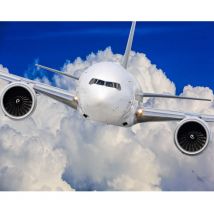Walltastic - Papier peint avion de ligne blanc biréacteurs au dessus des nuages blancs 305x244 cm