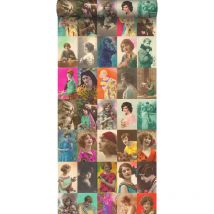 Estahome - papier peint intissé xxl cartes postales vintage multicolore
