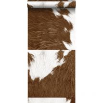 Origin - papier peint intissé xxl imitation peau de vache marron et blanc Wallcoverings