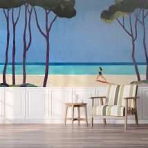 Papier peint yoga sur la plage