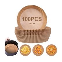 Linghhang - Papier Sulfurisé Rond pour Air Fryer, 100 Pièces 16 cmPapier Cuisson Air Fryer Paper Liner,Jetable Antiadhésive Sans Huile Papier