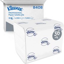 VOW - Papier toilette plié Kleenex 8408 - Papier toilette 2 plis grand format - 36 paquets x 200 feuilles de papier toilette (7 200 feuilles)