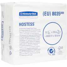 Papier toilette plié maxi pack Hostess 32 - 8035, blanc, 2 plis, 32 x 250 (8 000 feuilles au total)