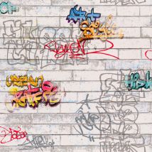 Papiers peints motif pierre et graffiti tapisserie moderne | Papier peint chambre de garçon tag | Tapisserie graffiti idéal pour chambre d'enfant