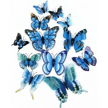 Papillon artificiel à double ailes 3D, décoration de mariage/fête/maison, papillon de simulation d'artisanat, autocollant mural papillon mélangé 6
