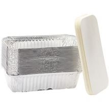 14514, Contenitore in alluminio con coperchio, Argento, 21.3 x 11 x 5.4 cm - Papstar