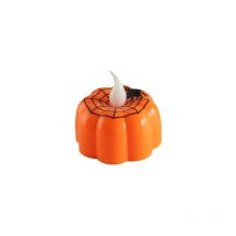 Ensoleille - Paquet de 10 bougies chauffe-plat citrouille d'halloween sans flamme, bougies chauffe-plat à pointe en d, lanternes orange décoratives