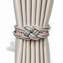 Paquet de 2 attaches de rideaux magnétiques, pinces à rideaux,Gris + Champagne, attaches de rideaux magnétiques sans poinçon, accessoires dty