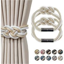 Paquet de 2 attaches de rideaux magnétiques, pinces à rideaux, beige + or, attaches de rideaux magnétiques sans poinçon, accessoires dty