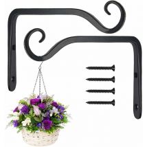 Csparkv - Paquet de 2 crochets de suspension muraux noirs, supports de panier suspendu en fer forgé en métal, support de panier suspendu pour