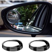 Paquet de 2 mini petits rétroviseurs d'angle mort, rétroviseur rond convexe en verre HD de 2 pouces, miroir adhésif puissant pour voiture, SUV (cadre