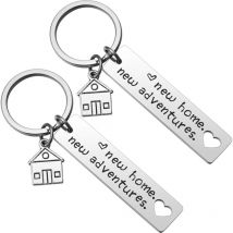 Yzmrbdqc - Paquet de 2 porte-clés nouvelle maison nouvelles aventures cadeau de première maison cadeau de pendaison de crémaillère cadeaux de clture