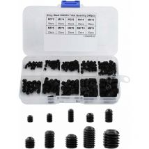 Paquet de 240 Pcs M3-M8 Hex Grub Vis Écrous Noyaux Noir en Acier Allié - Assortiment Kits