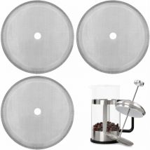 Paquet de 3 filtres à tamis de rechange pour presse française, filtres à mailles réutilisables en acier inoxydable pour cafetières à pression