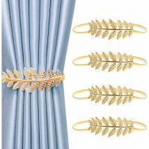 Paquet de 4 attaches de rideau en métal, boucle de rideau, accessoires, boucle de rideau (or)