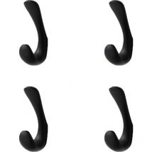 Paquet de 4 crochets pour serviettes de salle de bain, crochets noirs pour serviettes de bain, crochets pour peignoirs et serviettes