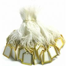 Paquet de 500 étiquettes de prix blanches pour bijoux, vêtements, informations, cartes cadeaux, étiquettes de prix carrées en papier avec lanière