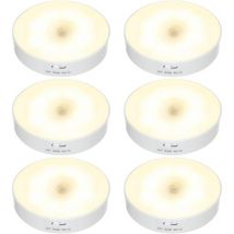 Ikodm - Paquet de 6 veilleuses led sans fil, lampe de sécurité alimentée par batterie rechargeable usb pour escalier, chambre à coucher, salon, salle