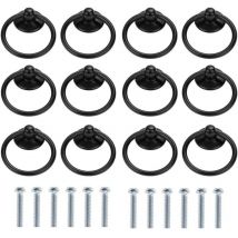 Linghhang - Paquete de 12 tiradores redondos para cajones de estilo vintage con un solo orificio, color negro