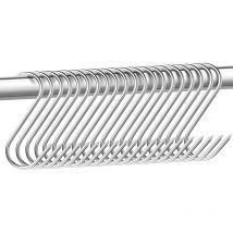 WAY - shining house 15 ganchos de carnicero de acero inoxidable de 15 cm, ganchos de carnicero en forma de s para baño, dormitorio, oficina, cocina,