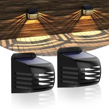 Paquete de 2 luces solares para jardín exterior, impermeables, para entrada, cerca, patio, puerta principal, escaleras y paisaje (colores cálidos)