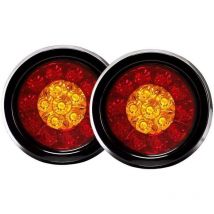 KZQ - Paquete de 2 luces traseras redondas de 16 led con ojales de goma negros para remolque de coche o camión.