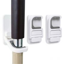Fitags - Paquete de 3 soportes autoadhesivos para escoba y fregona, soporte súper antideslizante para escoba y recogedor (blanco, 75 cm)