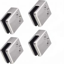Odipie - Paquete de 4 abrazaderas para vidrio de acero inoxidable 304 (cuadradas de 10-12 mm) - Soporte cuadrado para vidrio - Soporte ajustable para