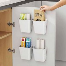 Longziming - Paquete de 4 cajas de almacenamiento autoadhesivas para montar en la pared, caja de almacenamiento para puerta de armario de cocina,
