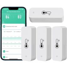 Paquete de 4 higrómetros WiFi para el hogar, interior y exterior, sensor inalámbrico de temperatura y humedad con alerta de aplicación remota,