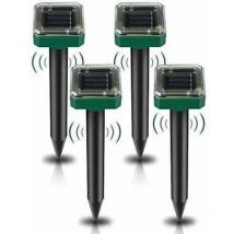 Deckon - Paquete de 4 estacas repelentes de topos solares - Repelente ultrasónico de topos - Asesino de topos con energía solar para topos,