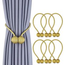 Alovez - Paquete de 6 alzapaños magnéticos para cortinas, para decorar la sala de estar o la oficina. No se necesitan herramientas (dorado).