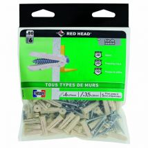 Red Head - Paquete de 80 tapones y tornillos de expansión o bloqueo de forma Grapex G6VSA80
