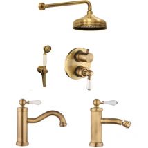 Piralla - Paquete de grifería de baño completo con set de ducha en color bronce Como KITCOMOOF5