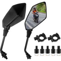 XVX - Par de espejos retrovisores para manillar de motocicleta, espejos laterales universales ajustables de 360° con tornillos M8 y M10, espejos