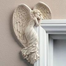Shining House - par (izquierdo y derecho) de marcos de puerta de resina con alas de ángel, decoración, diseño de ángel, manualidades decorativas