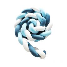 Cuscino decorativo per bambini 200cm Cameretta per bambini tessuta in velluto di cotone, blu scuro, blu e bianco Paracolpi riempita di cotone pp