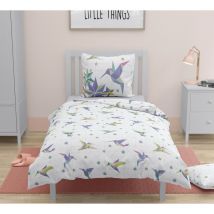 Parure de couette 2 pieces enfant coton 57 fils bleu 140x200 cm - paradise