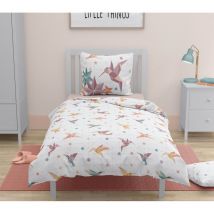Roupillon - Parure de couette 2 pieces enfant coton 57 fils rose 140x200 cm - paradise
