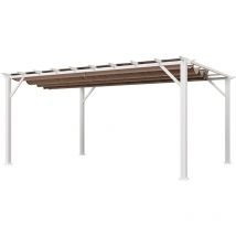 Aluminium Pergola Florenz 1116 Weiß/Hellbraun 350x505x236 cm - Paragon Outdoor