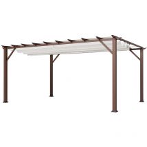 Paragon Outdoor Aluminium Pergola Florenz 1116 Holzoptik dunkelbraun/weiß 350x505x236 cm