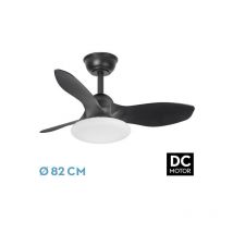 Abrila - Ventilator Dc Paramo Schwarz Mit Drei Flügeln Mit 6 Einstellbaren Geschwindigkeiten 3 Temperaturen De Licht Wählbar Inklusive Fernbedienung