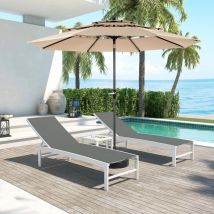 Parapluie Double Face Extérieur Rectangulaire Grand avec Manivelle (kaki)Parasol pour le jardin Parasol durable Balcon Patio Terrasse Exterieur