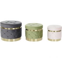 Dkd Home Decor - Repose-Pieds Set 3 Polyester Mdf 60X60X47 Velours