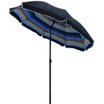 Playaness - Parapluie rond de la plage 2 mètres avec un poteau en acier dans une feuille de polyester et des bâtons dans une vétrororesine à barres