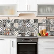 Eurobrico - paraschizzi adesivo in pvc azulejos antichi, 260x60 cm